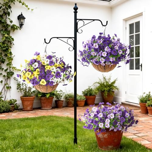 Fake Artificial Pansy Flowers for Outdoor, Faux Silk Pansies Double Purple gallery