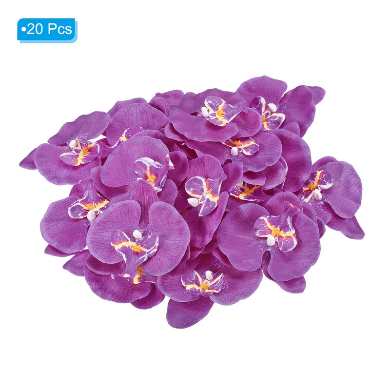 20Pcs 3.5" Artificial Silk Butterfly Orchid Flower Heads for DIY, Dark Purple gallery