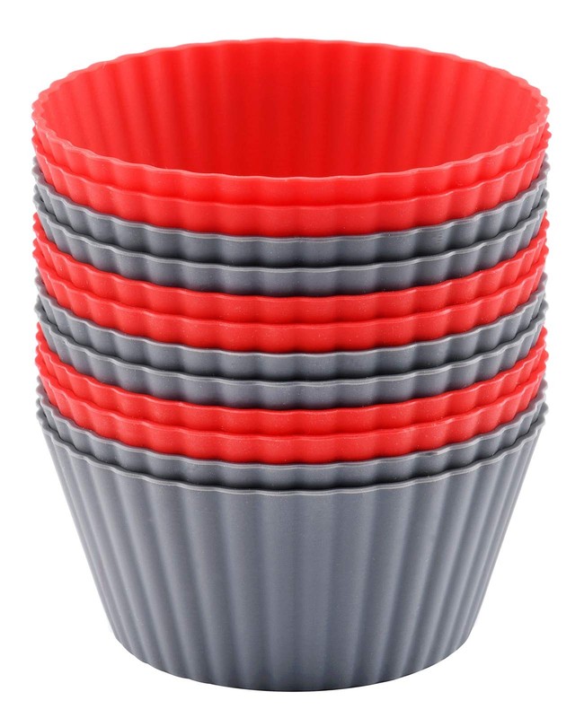 Mirenlife 12 Pack Reusable Nonstick Jumbo Silicone Baking Cups, Cupcake and M…