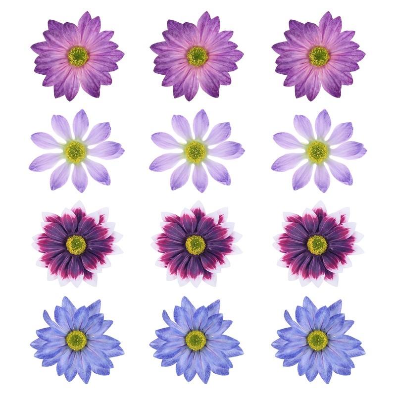 12 Pcs Artificial Daisies Flower Heads Fake Flower Light Purple/Plum/Blue/Purple