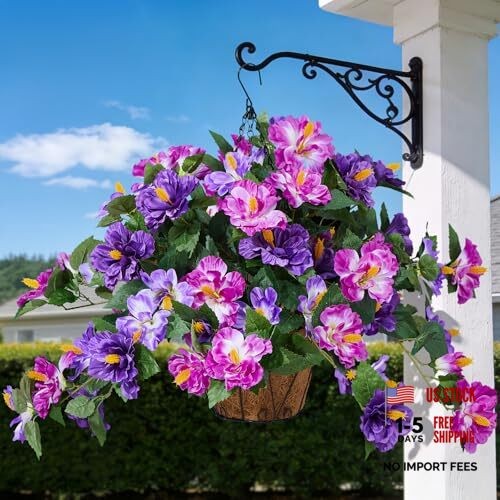 Artificial Hibiscus T-3 Bunches Dk. Purple & Lt. Purple & Fuchsia+basket+foam