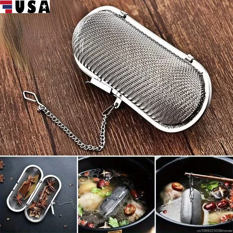 2Pcs Stainless Steel Cooking Spices Infuser Fine Mesh Loose Tea Herbal Strainer