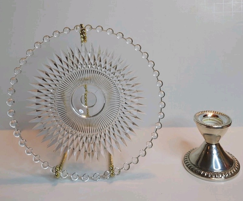Vintage Duchin Sterling Glass Mini Cake Plate Petit Four, Sweets, Bon Bon Stand gallery