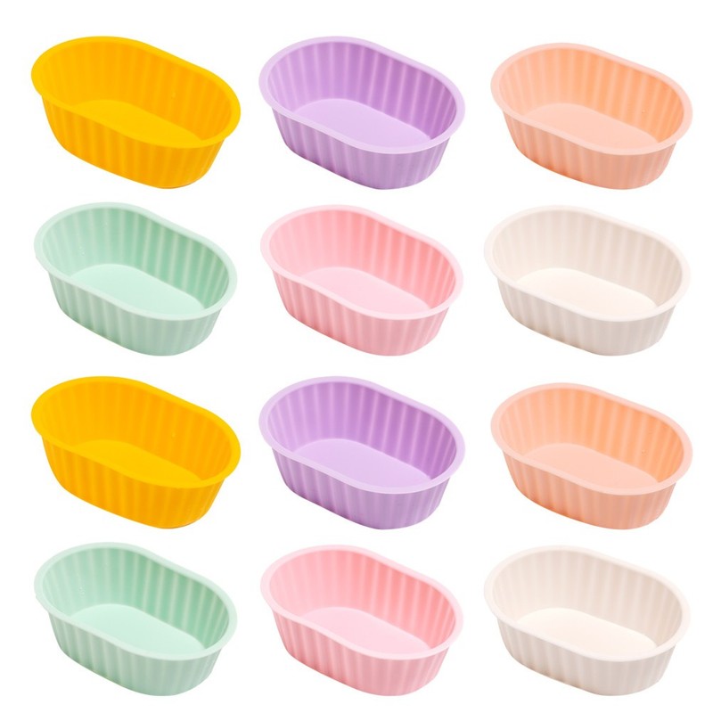 12pcs Elliptical Cheese Cake Mold – Nonstick Silicone Mousse Cake Mold –