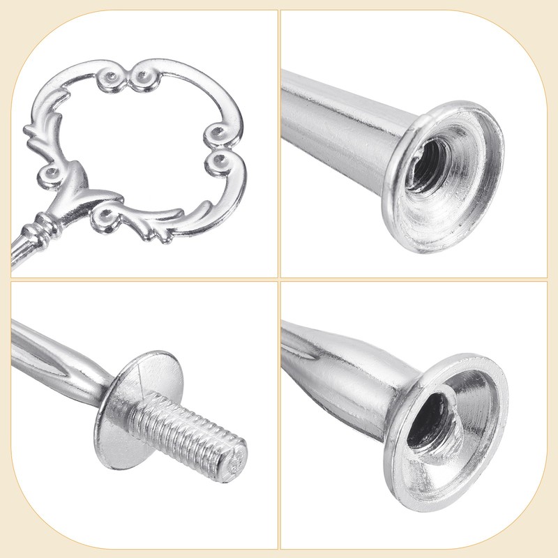 8 Set Cake Tray Stand Handle Plate Hardware 3-Tiers Mini Sunflower Silver gallery