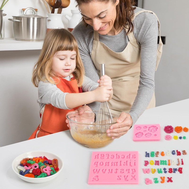 Letter Silicone Mold Alphabet Number Molds Rose Heart Shape Cake Mould for Gummy gallery