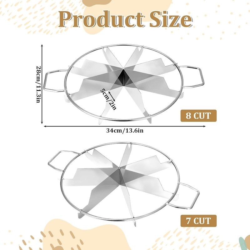 2 Pack Stainless Steel Pie Cutter Press 8 Slice & 7 Slice, Circle Pie Cutter ... gallery