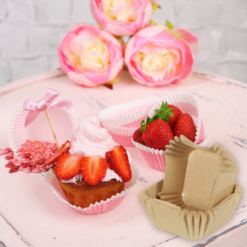 100pcs Square Cupcake Liners Paper Baking Cups Disposable Kraft Paper Color gallery