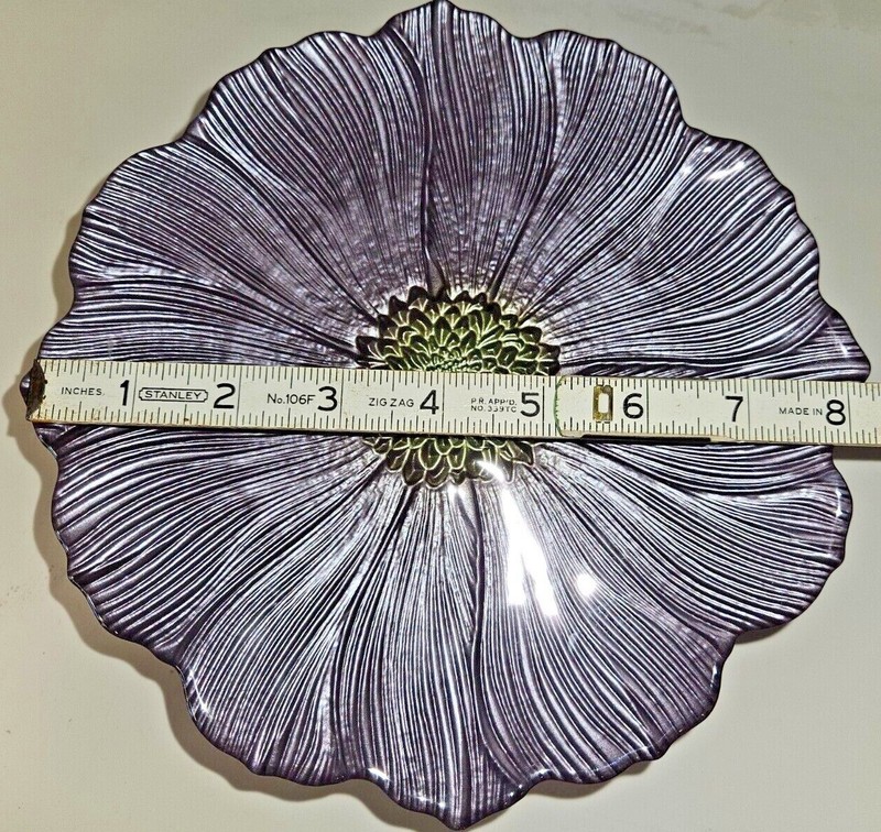 Choice of Painted Glass Floral Mini Cake Stand w/ Pedestal Pink Purple or White gallery
