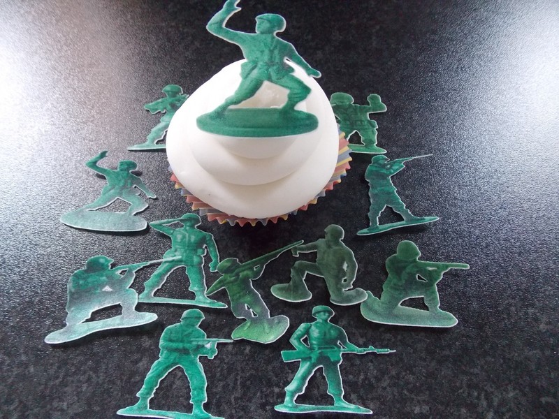 12 PRECUT Edible Toy Soldiers wafer/rice paper cake/cupcake toppers