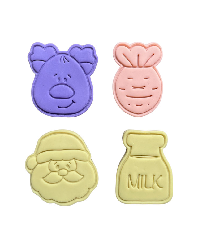 Christmas Cookie Cutter Stamp Santa Reindeer Carrot Milk Rudolph