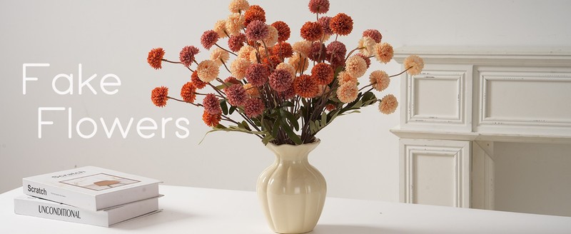 Fake Fall Flowers for Vase, Faux Silk Kiku Mums, Artificial Pom gallery