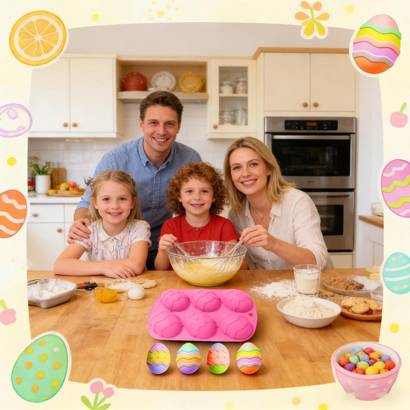 2 Pack Easter Egg Shaped Silicone Cake Mold 6Cavity Chocolate Cook Trays gallery