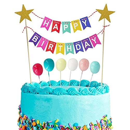 Xihuimay 15pcs Cake Topper Birthday Set - Happy Birthday Banner Handmade Cupcake gallery