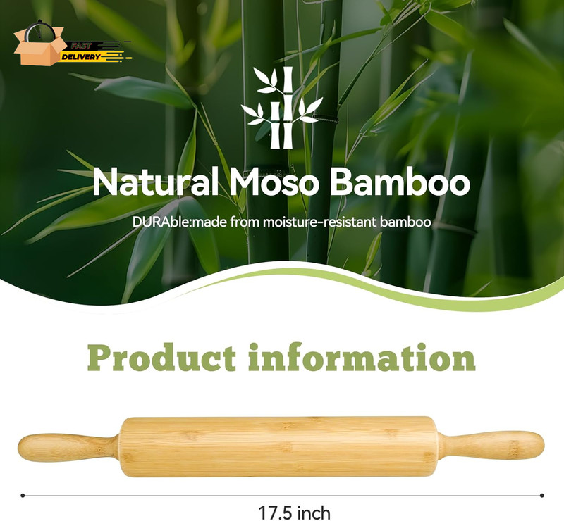 17.5 Inch Wooden Rolling Pin for Baking - Long Dough Roller for All Baking Need gallery