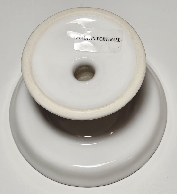 4.5" White Pottery Barn Mini Cupcake Pedestal Stand Candle Vtg Original Box gallery