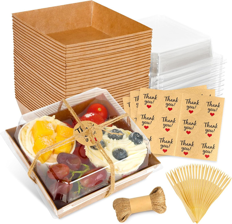 20Pcs Small Charcuterie Boxes with Clear Lids - Paper Mini Charcuterie Boxes to gallery