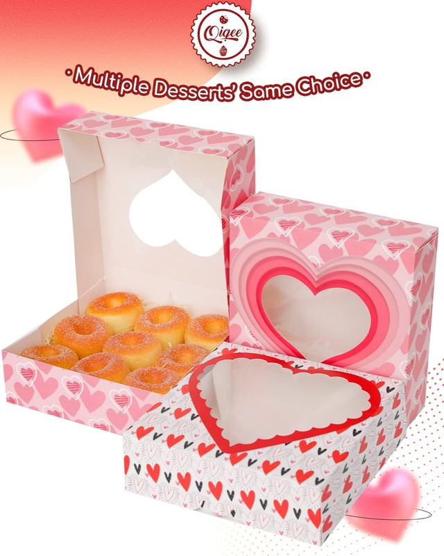 Valentine Pastry Box With Window 8x8x2.5 inch Donut Pie Boxes 30pcs Bakery Bo... gallery