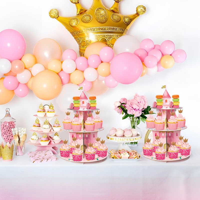 2 Pack Watercolor Princess Cupcake Stand 3 Tiers Princess Birthday Party Card... gallery