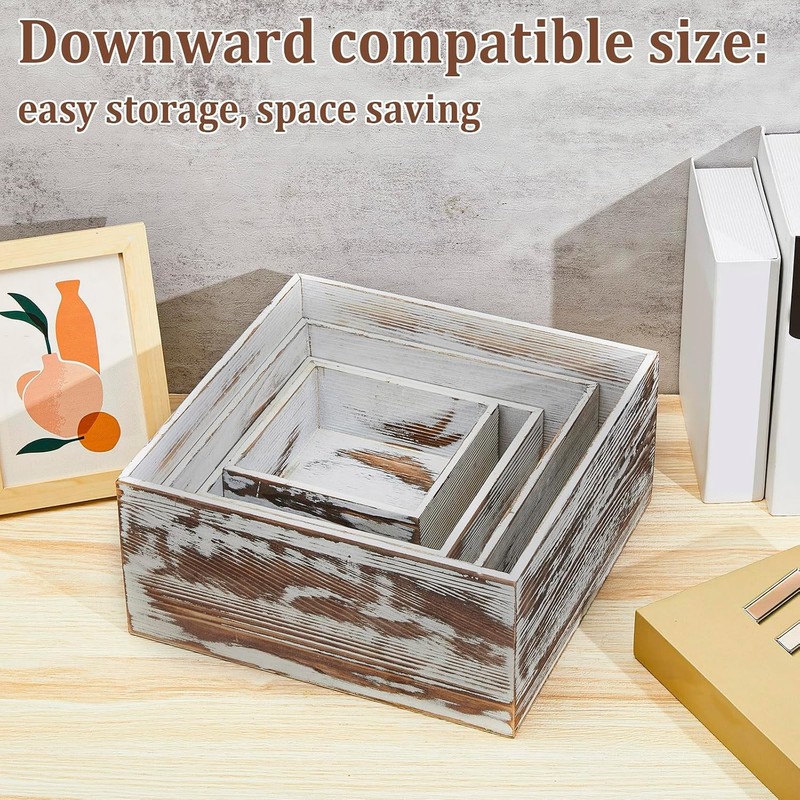 Set of 4 Large Wood Display Risers Rustic Cupcake Stand Size 11.8",10",7.8",6.3" gallery