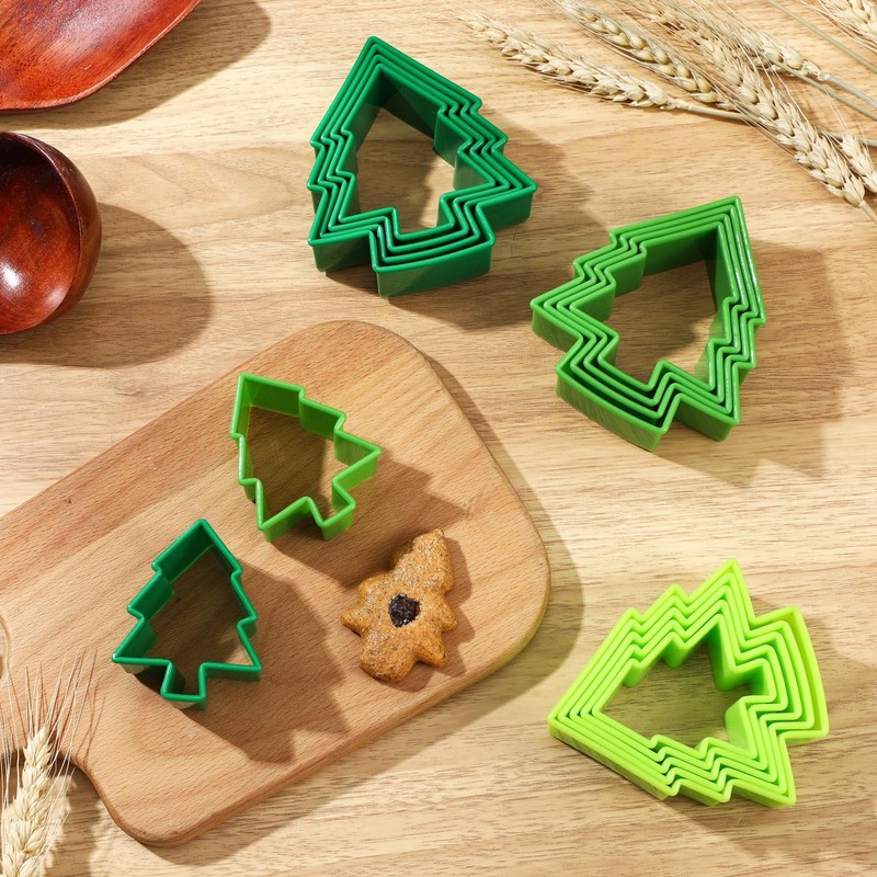 3 Sets Christmas Tree Cookie Cutters, Plastic Christmas Cookie Cutter Tools f... gallery