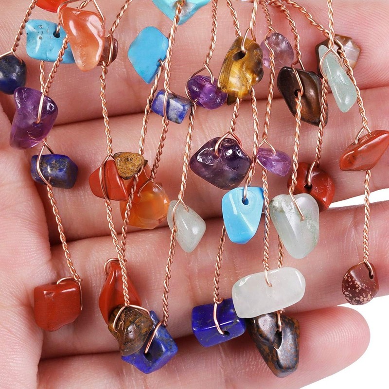 Sunyik Handmade 7 Chkara Crystal Money Tree Set On Natural Agate Slice Base gallery