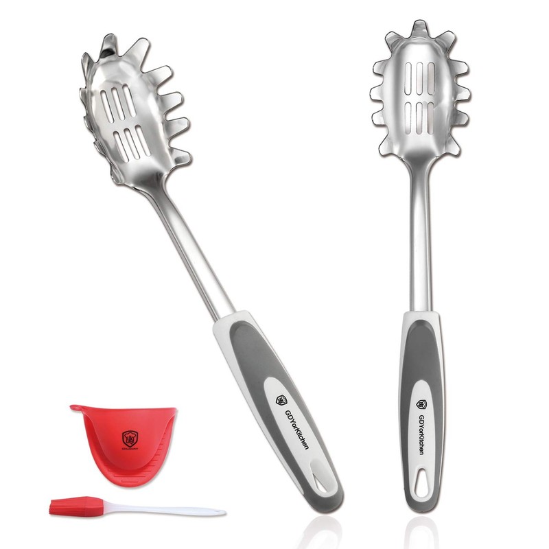 Premium Spaghetti Spoon Server Set – Stainless Steel Slotted Pasta Spoon and …