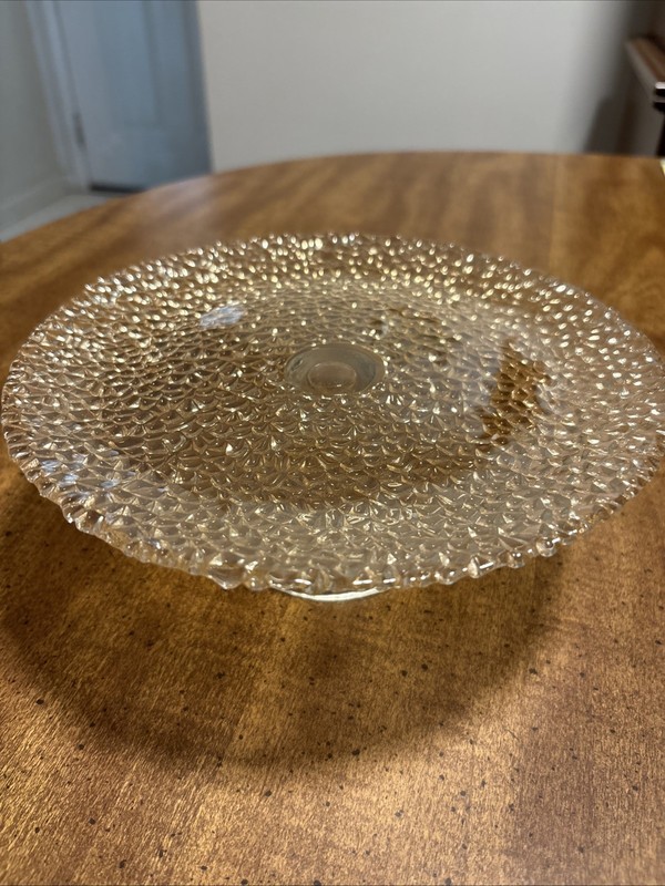 Petite Pedestal Cake Stand Dessert Display w/ Clear Cobblestone Glass Top