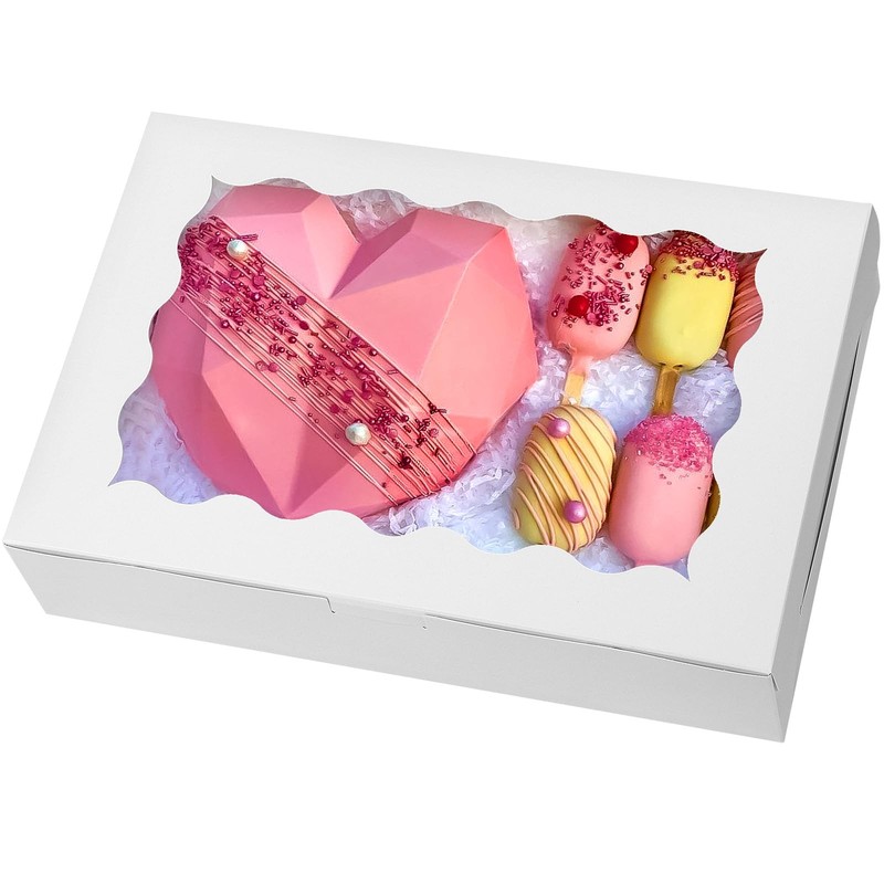15pcs Cookie Boxes,12x8x2.5 Inches Bakery Boxes with Window, for Chocolate Co…