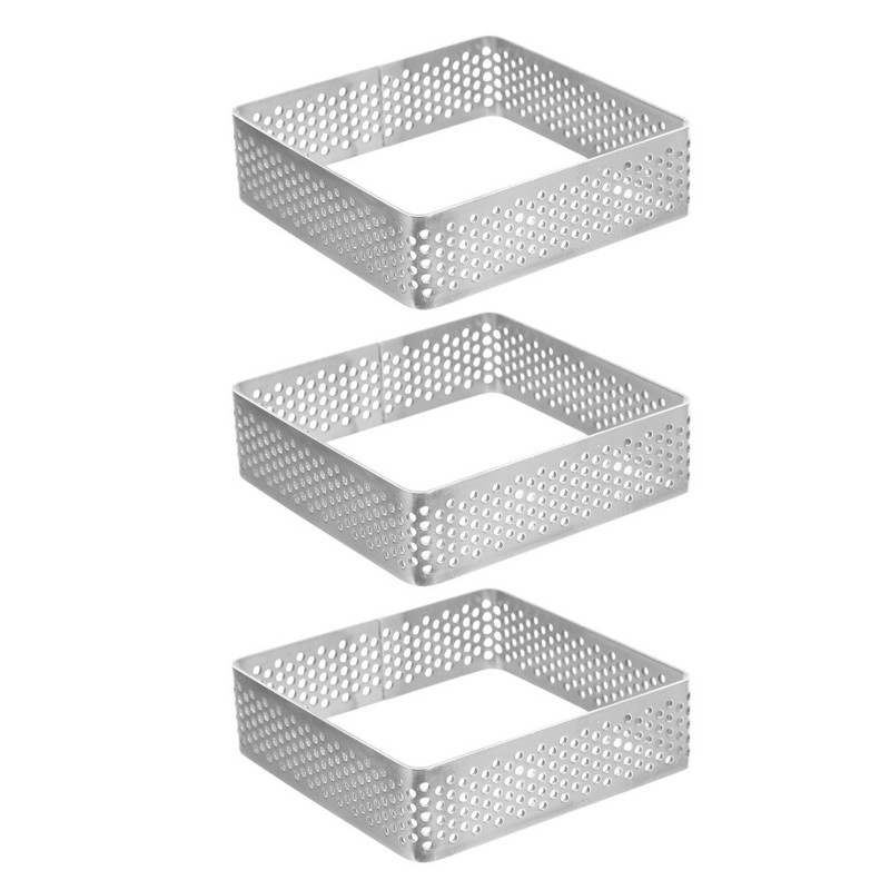 3 Pcs Mousse Rings Square Cake Fruit Tart Crust Molds Kitchen Baking Pastry