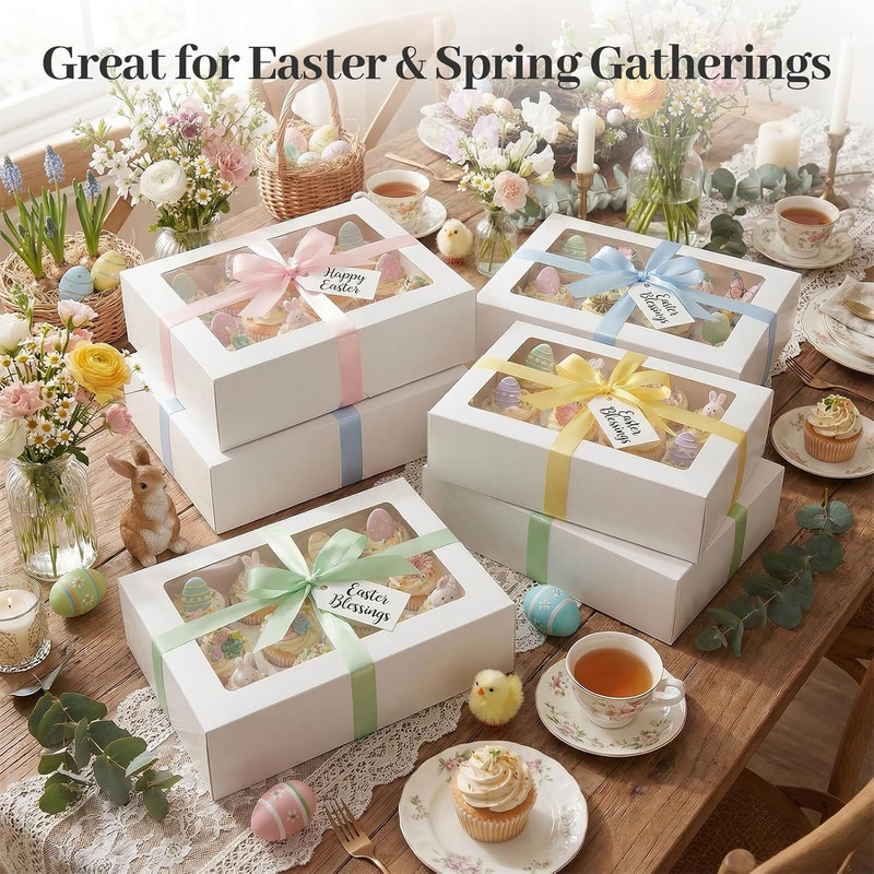 12 Count Cupcake Boxes, 6PCS Cupcake Container with Window Boxes Holding 72 Past gallery