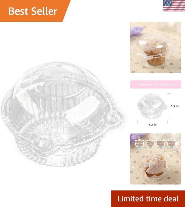 Cupcake Holders Individual,50 PC Cupcake Containers Disposable Clear Plastic …