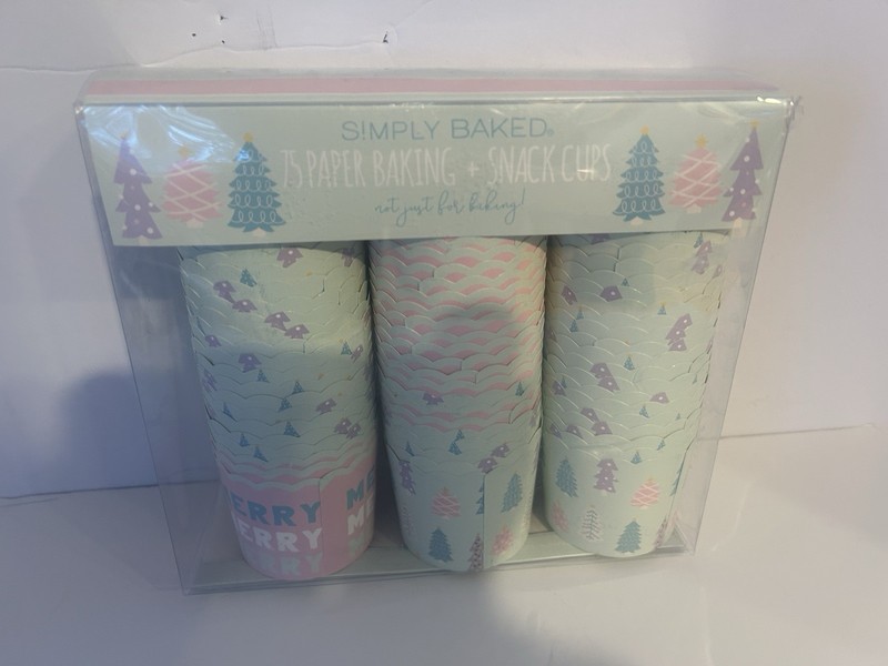 NIB Simply Baked 75 Paper Baking/Snack Cups Christmas MerryMerry Christmas #1920 gallery
