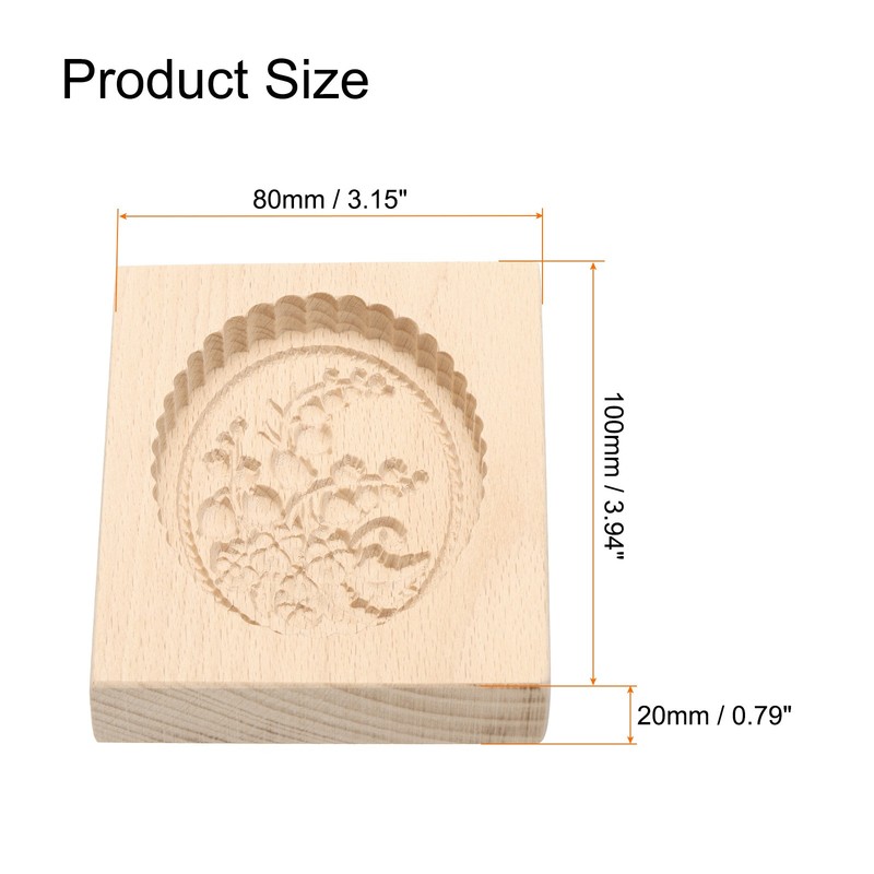 Wooden Cookie Mould 3.94" x 3.15" Wooden Cookie Biscuit Mould Violet Carved gallery