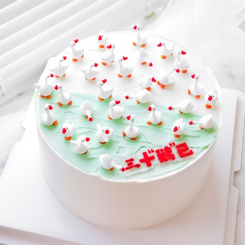 Miniature Geese Cake Decoration 3cm Tiny Rubber Duck Cake Top Ornament gallery