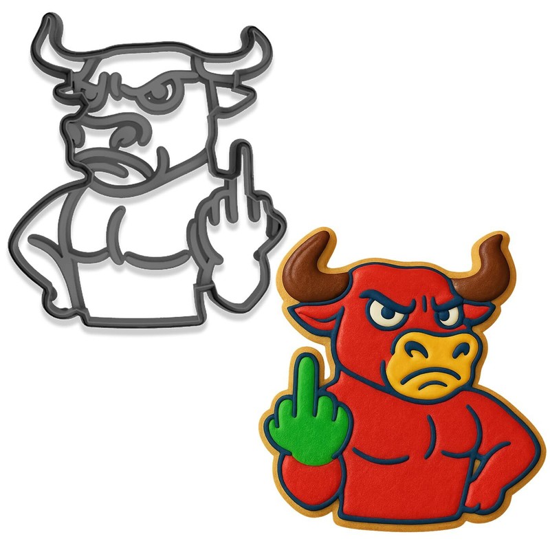 Angry Bull Middle Finger Cookie Cutter – 4×3.4″(Random Color)