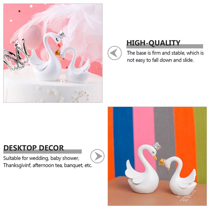 2PCS Swan Cake Topper Birthday Cake Topper Crown Swan Cake Decor Desktop Decor gallery