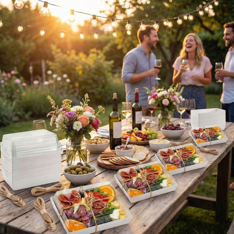 25 Pack 7x5 Inches Charcuterie Boxes with Clear Lids - Individual To Go Paper... gallery