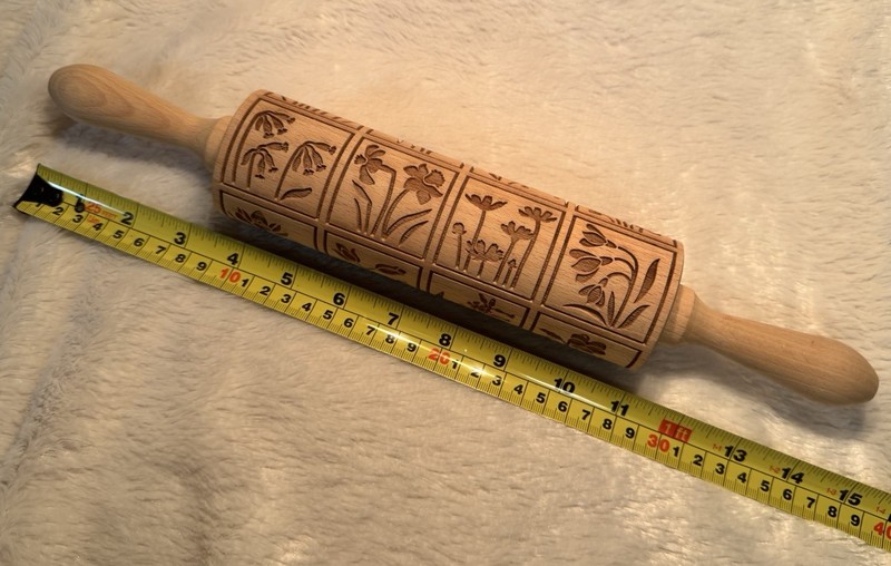 Algis Crafts Engraved Wooden Rolling Pin Wildflowers Cookie Tea Biscuit Imprint gallery