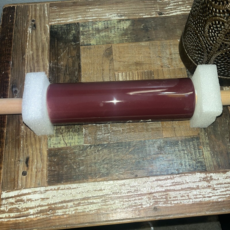 Primitive Ceramic Rolling Pin Burgundy Color Grateful with a Leaf 16 inch NEW gallery