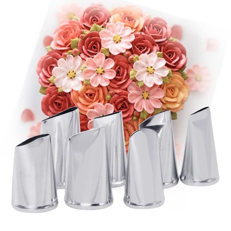 Rose Piping Tips,Petal Ruffle Decorating Tips Set Flower Pastry Tips Icing Fr…