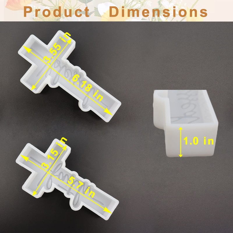 2Pcs Cross Freshie Molds, Blessed and Faith Cross, clear gallery