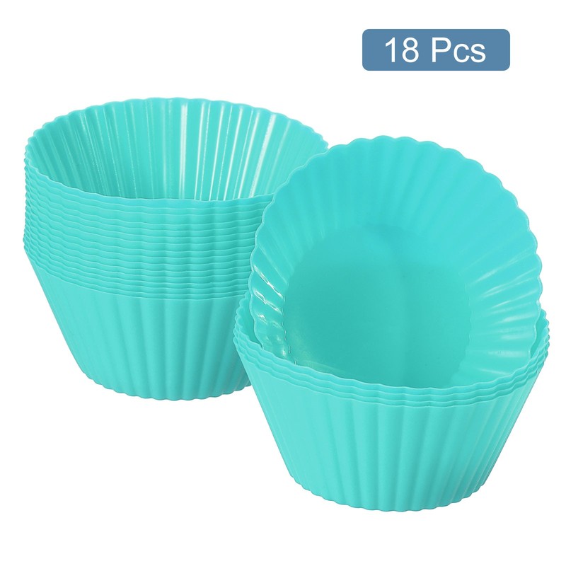 18Pcs Silicone Cupcake Baking Cups 2.8" Non-Stick Muffins Liners Mint Green gallery
