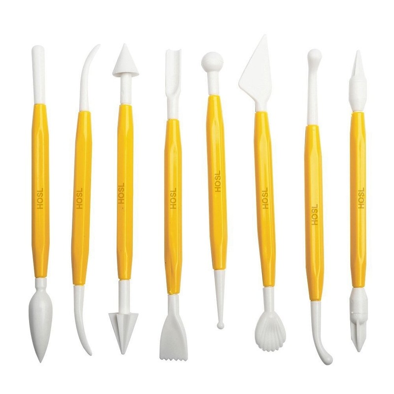 HOSL Fondant Cake Decorating Tools Set 11pcs Cutters Roller 11, White gallery