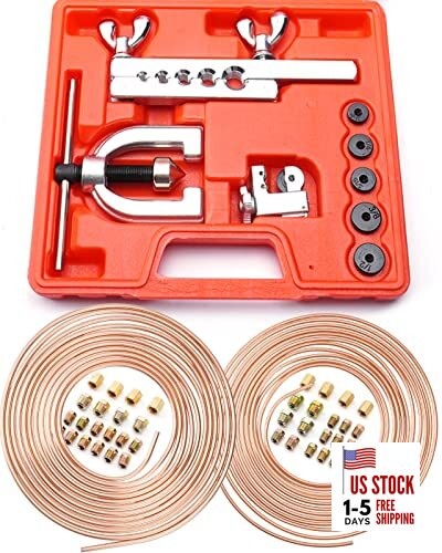 25 ft 3/16" + 1/4" Copper Coated Brake Line Kit (Includes 32 Fittings and 8