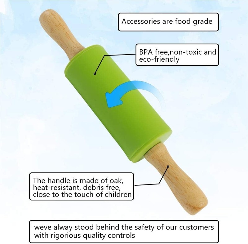 2PCS Small Rolling Pin 9 Inch Kids Rolling Pin Baking Supplies Playdough Wooden gallery