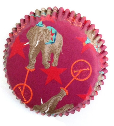 25 Elephant Riding Unicycle Circus Carnival Cupcake Liners Cups Vintage Look