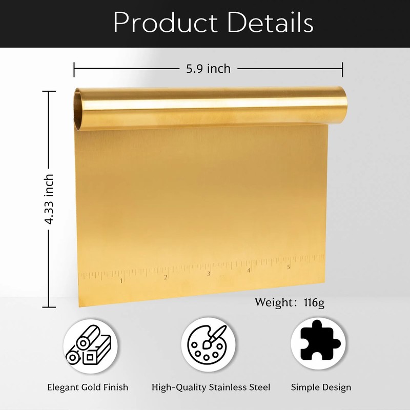Bench Scraper & Cutter, Stainless Steel Dough Scraper with Measuring Scale,Mu... gallery