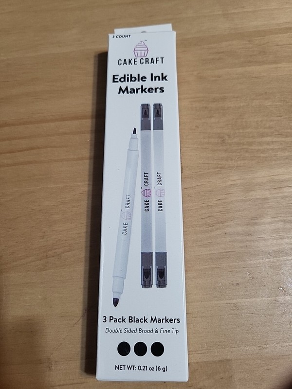 3pk Black Edible Ink Markers Cake Craft Food Coloring