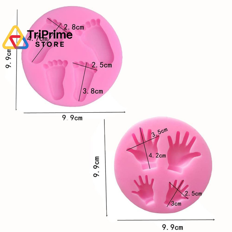 2pcs 3D Baby Feet Hands Silicone Molds for Random Color (Gray Or Pink) gallery